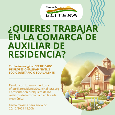 Imagen CREACIÓN DE BOLSA DE AUXILIARES DE RESIDENCIA GRUPO C2-NIVEL 14