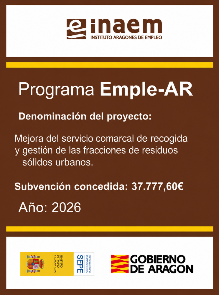 Imagen EMPLE-AR 26 – Mejora del servicio comarcal de recogida y gestión de las fracciones de residuos sólidos urbanos